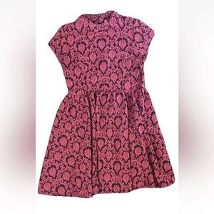 Orange And Black Damask Fit And Flare Dress Juniors Medium Retro Twee Harvest